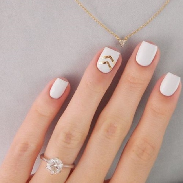 White And Gold Nail Design 2