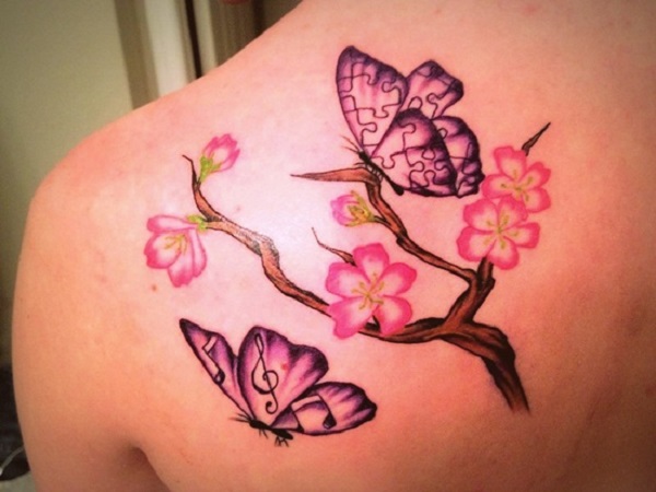 butterfly tattoo with flowers 11