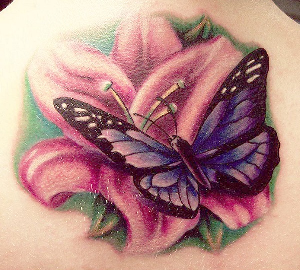 butterfly tattoo with flowers 15
