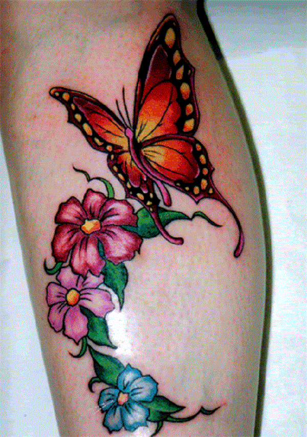 butterfly tattoo with flowers 20