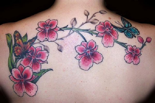 butterfly tattoo with flowers 21