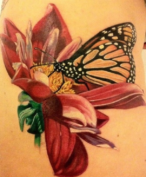 butterfly tattoo with flowers 22
