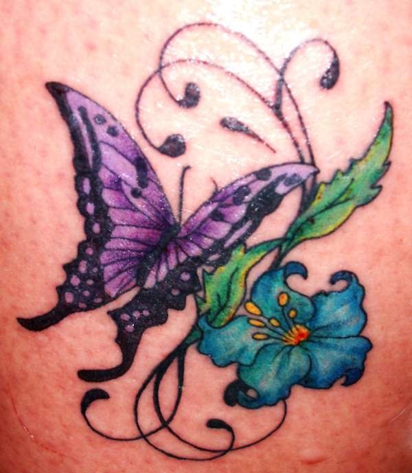 butterfly tattoo with flowers 23