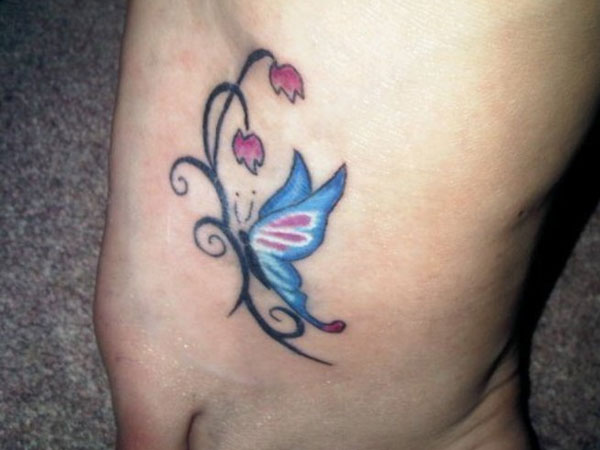 butterfly tattoo with flowers 26