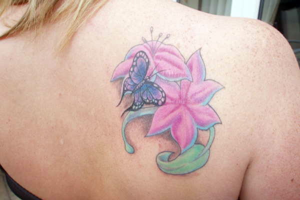 butterfly tattoo with flowers 27