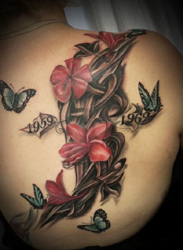butterfly tattoo with flowers 29