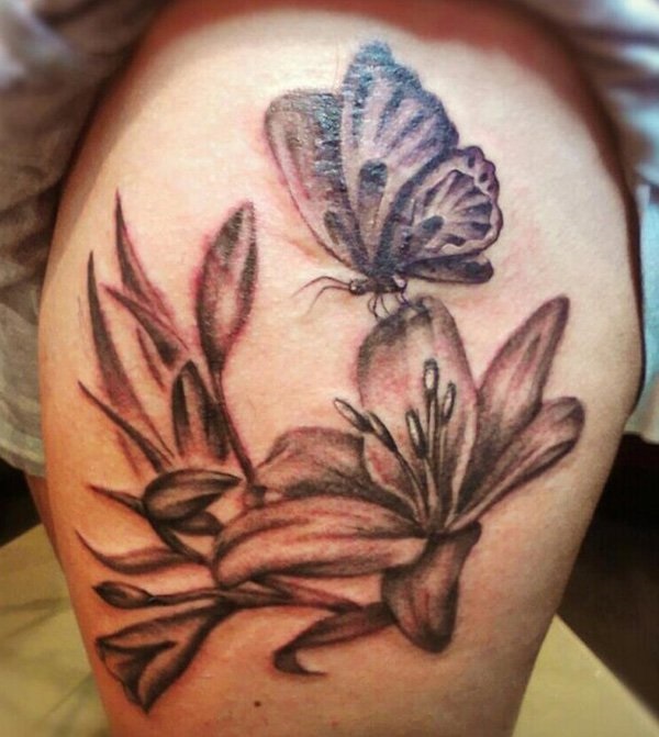 butterfly tattoo with flowers 33