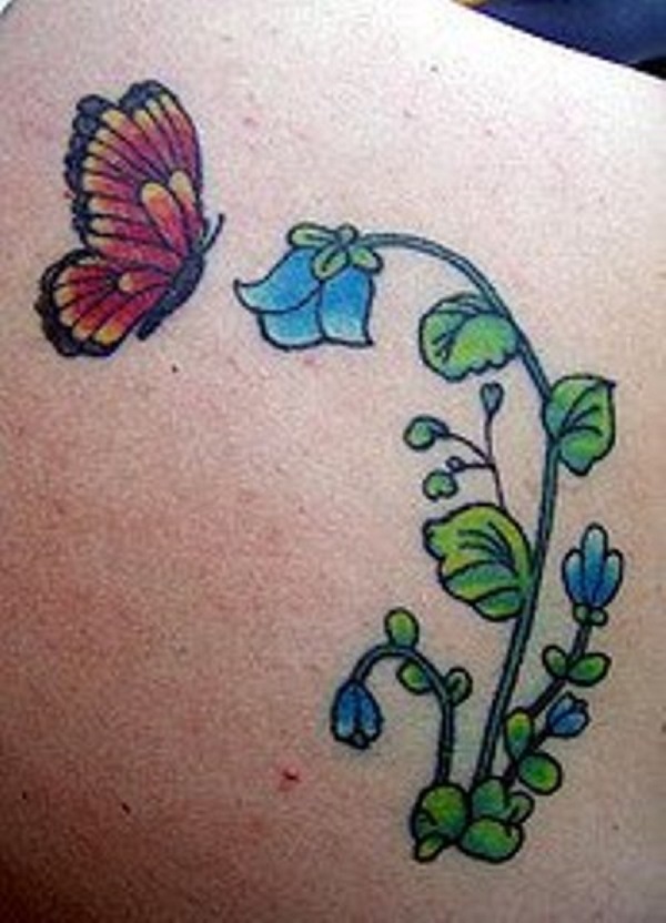 butterfly tattoo with flowers 35