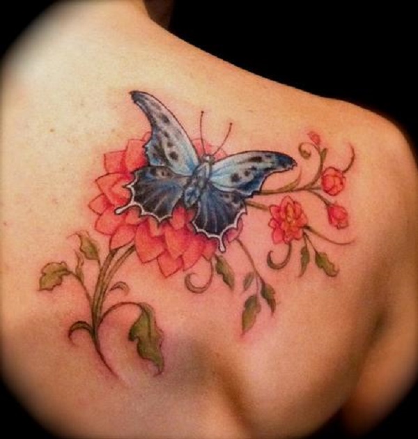 butterfly tattoo with flowers 36