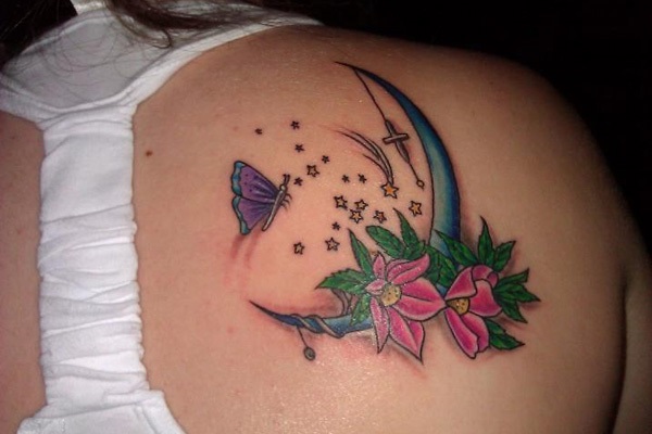butterfly tattoo with flowers 37