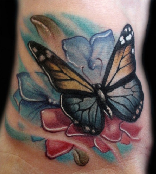 butterfly tattoo with flowers 40