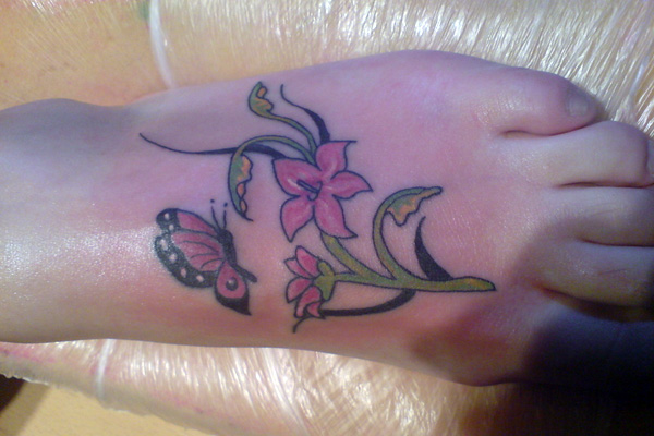 butterfly tattoo with flowers 49
