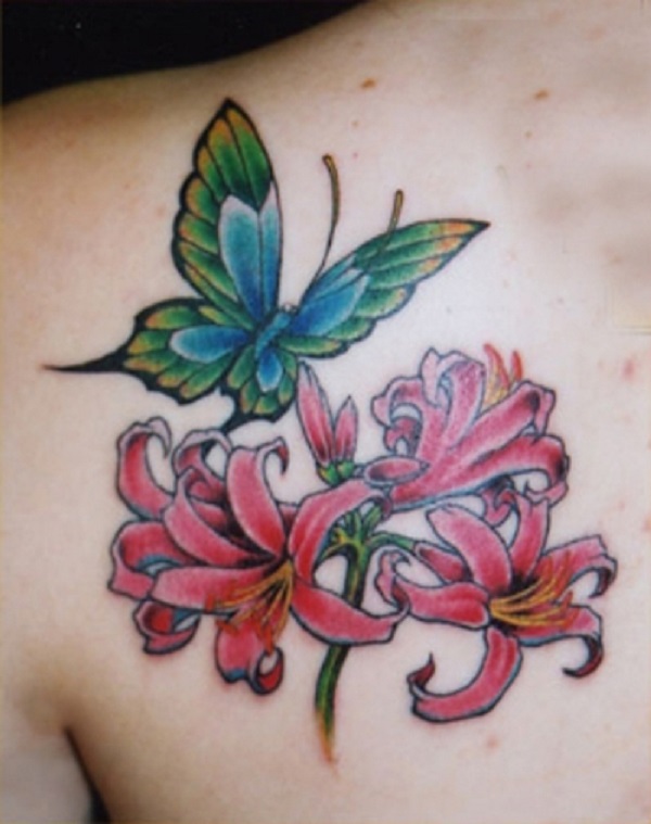 butterfly tattoo with flowers 7