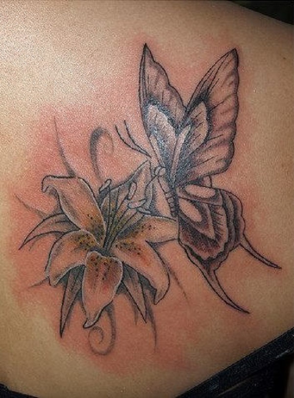 butterfly tattoo with flowers 8