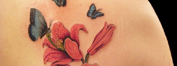 Lotus  Butterfly Ornamental Tattoo on Forearm