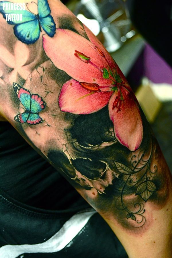 butterfly with flower tattoo