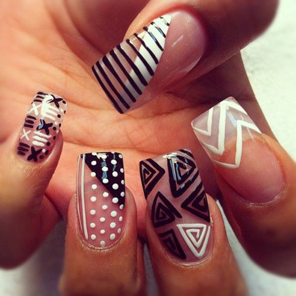 55 Black and White Nail Art Designs - nenuno creative