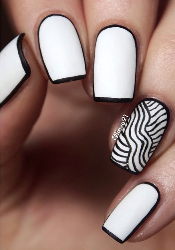 55 Black and White Nail Art Designs - nenuno creative