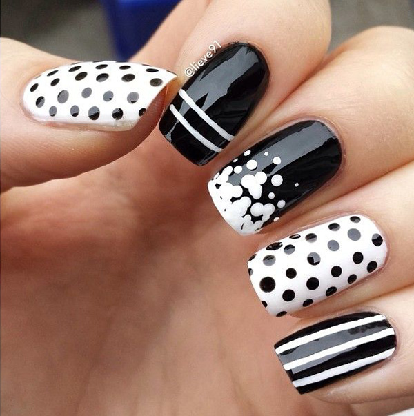 55 Black and White Nail Art Designs - nenuno creative