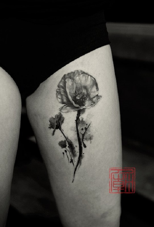 Black And White Poppy Flower Tattoo Best Tattoo Ideas