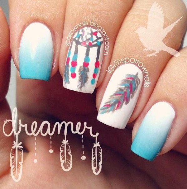 40 Feather Nail Art Ideas - nenuno creative