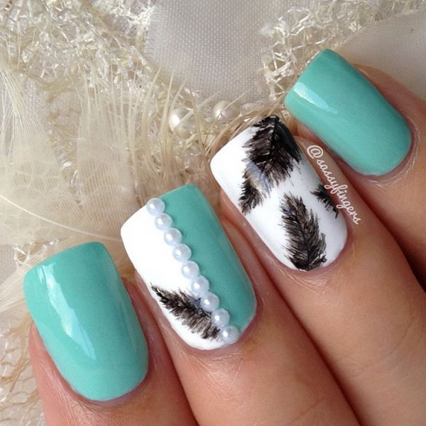 40 Feather Nail Art Ideas - nenuno creative