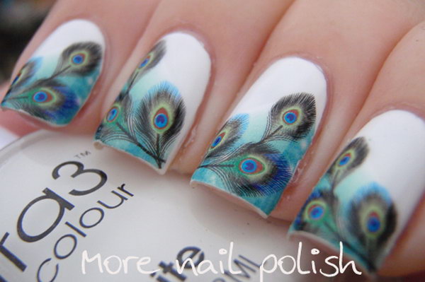 White and Feather Nail Design - wide 11