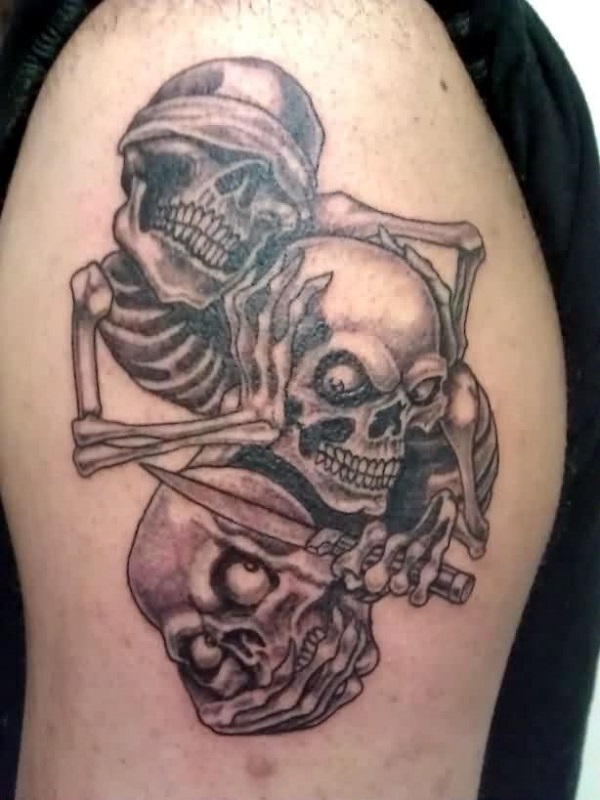 3 skulls  Music Tattoos  Last Sparrow Tattoo