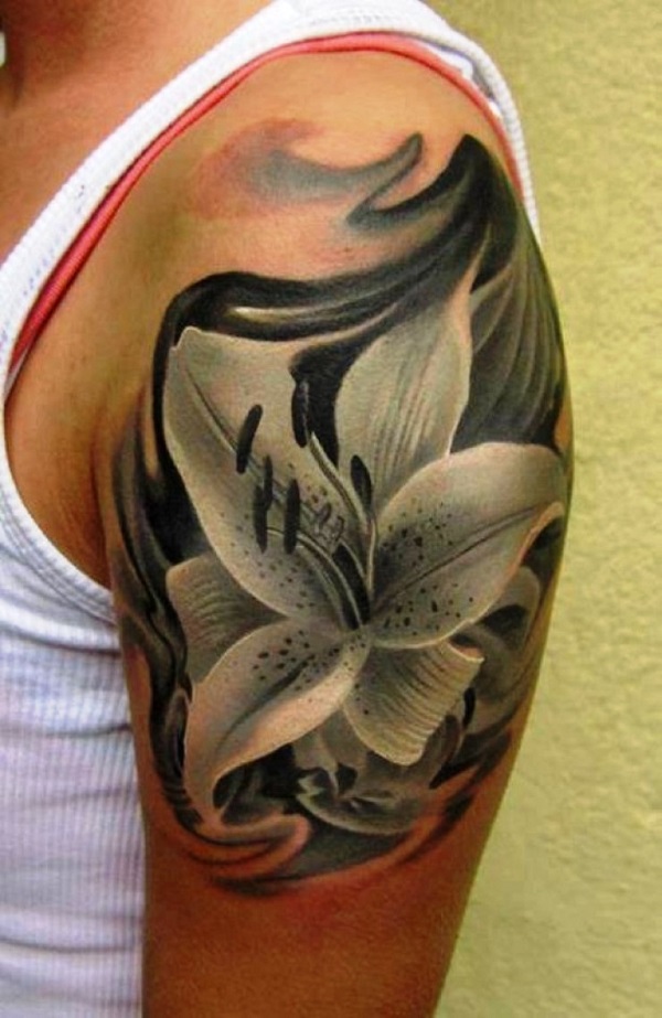 Instagram photo by David Garner  Jun 21 2015 at 519pm UTC  Lily flower  tattoos Shoulder tattoo Flower tattoo