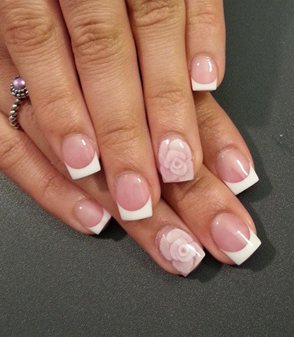 nail ideas french tip with flowers