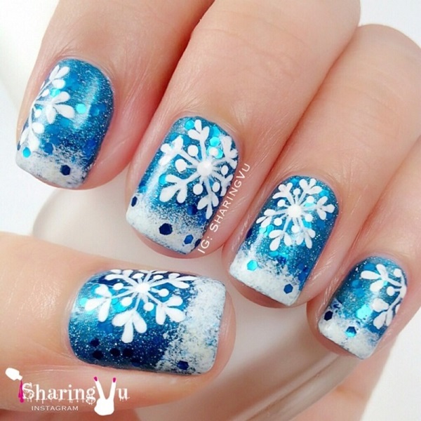 35 Snowflake Nail Art Ideas - nenuno creative