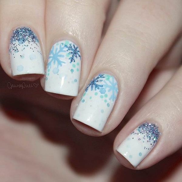 35 Snowflake Nail Art Ideas - nenuno creative