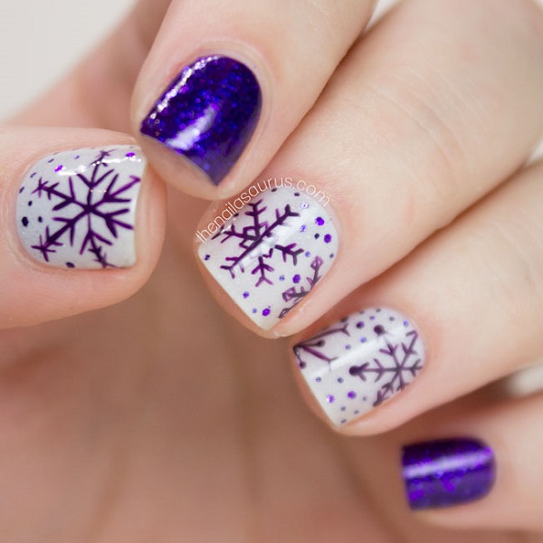 35 Snowflake Nail Art Ideas - nenuno creative