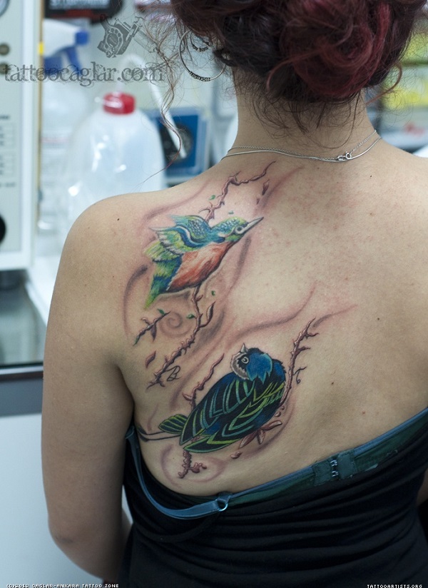 joshartist:kingfisher-bird-tattoo-kingfisher-bird-eternalink-birds-color