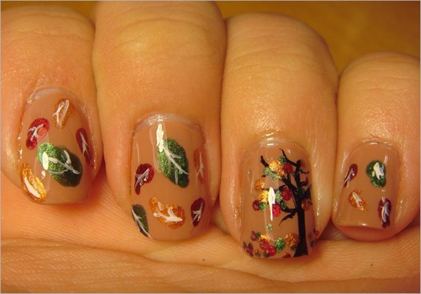 leaf nail art design