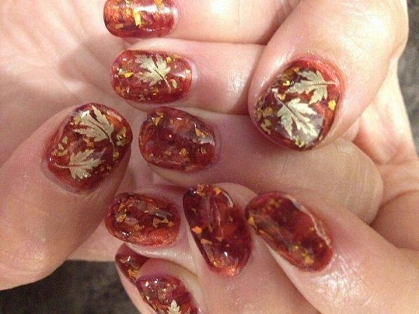 leaf nail art design