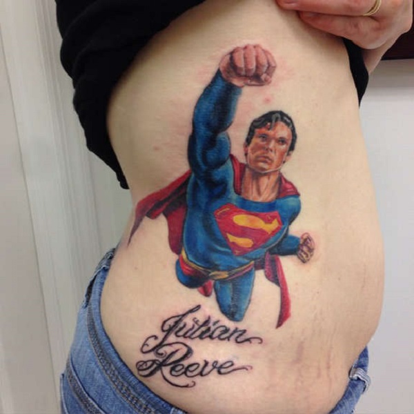 Coloured Superman tattoo in 3d. | Instagram