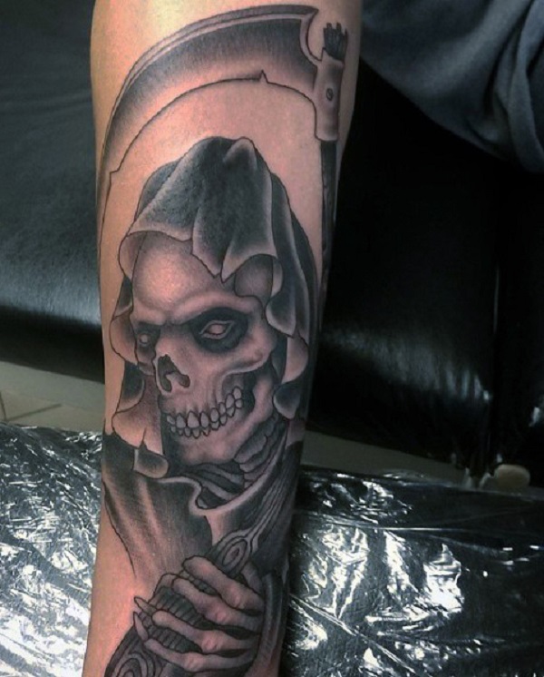 grim reaper half sleeve tattoos