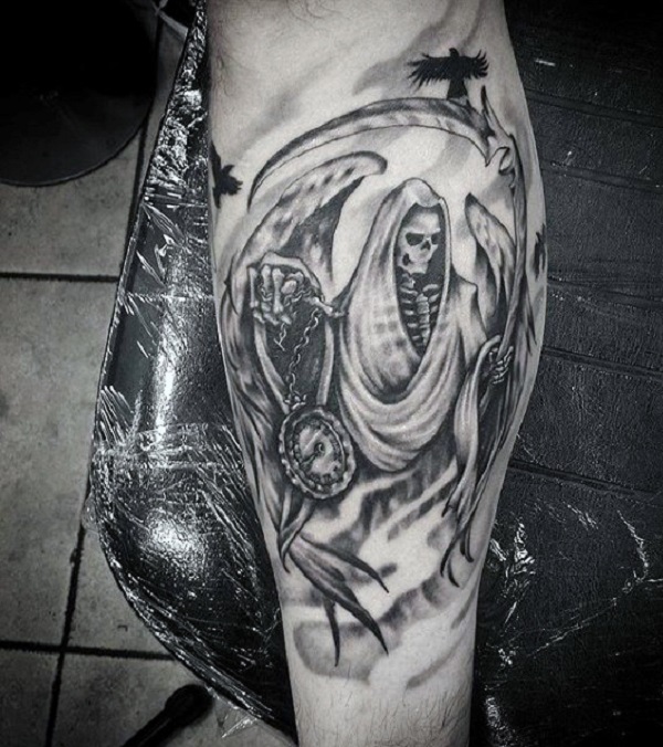 black and white grim reaper tattoo designs