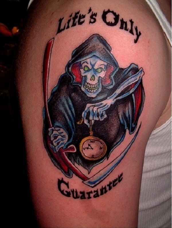 grim reaper with gun tattoo