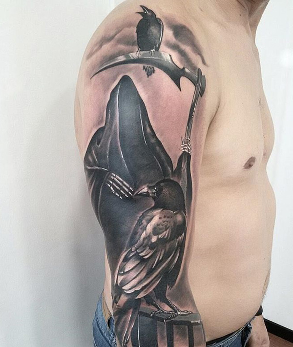 grim reaper with angel wings tattoos