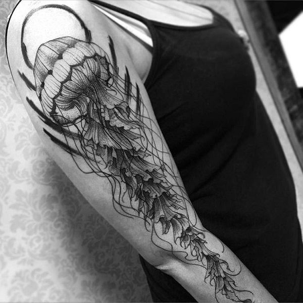 Small Gray Jellyfish Tattoo Idea