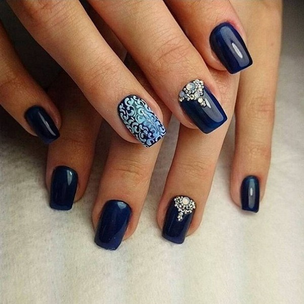 30 Dark Blue Nail Art Designs Nenuno Creative