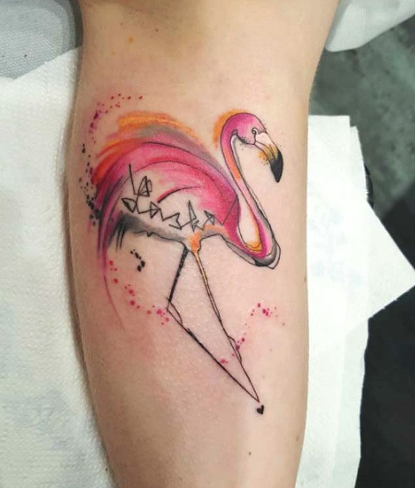 Bicycle Tattoo  Piercing  Reposted from chopztattoo A fun watercolor  Florida dragon Thank you for letting me do my thing on this     indianatattoo southbendtattoo allegoryink allegoryblack flamingo  flamingotattoo 