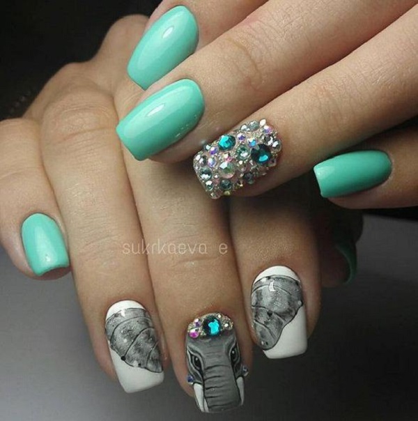 Mint Light Green Manicure On Sharp Stock Photo 1080614423 | Shutterstock