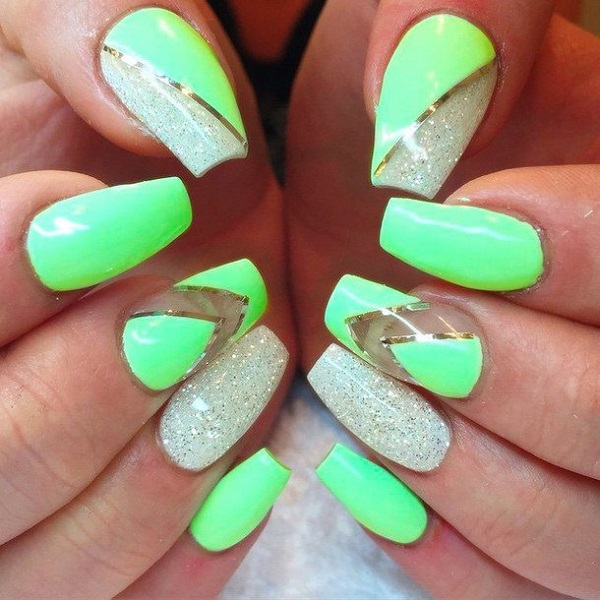 Beautiful green french tip nails... - Cherry Blossom Nail Art | Facebook