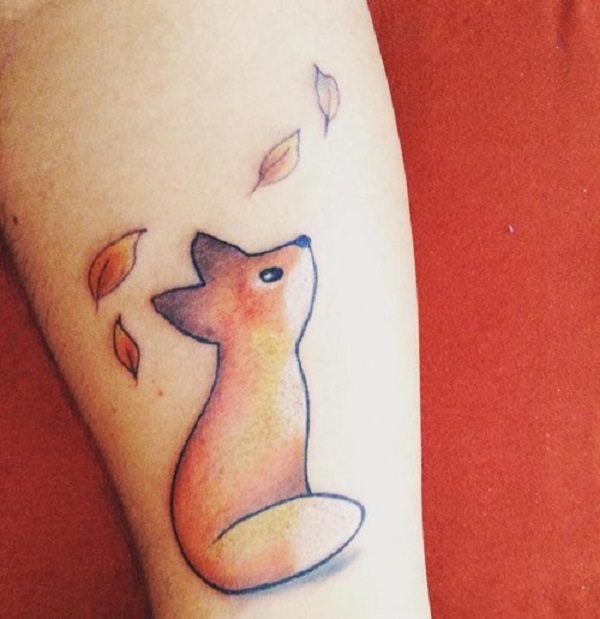 Cute sleeping fox tattoo on the arm  Tattoogridnet