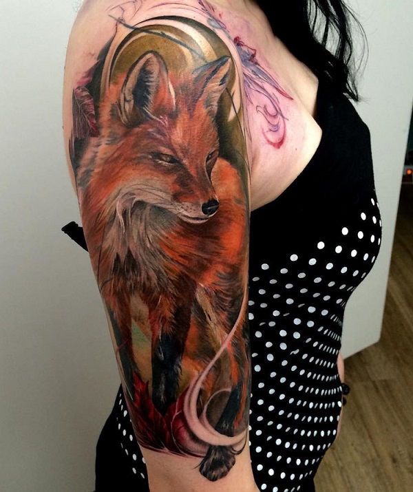 Dai Luk Art - Angry fox available to tattoo! Preferably hand size on a big  area such as thigh or back. Available in black but also in colour! 10%  discount for you