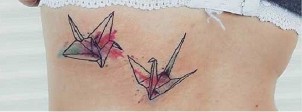 Tattoo uploaded by Where'sWally • .Origami Aves & Papier Avion. -4 x 11 on  freshly sterilzed skin. circa2019@wherzwally .Handcrafted at Iron Palm  Tattoo Studio. #ironpalm #linework #blackwork #clean #bold #tattoodo # origami #birds #
