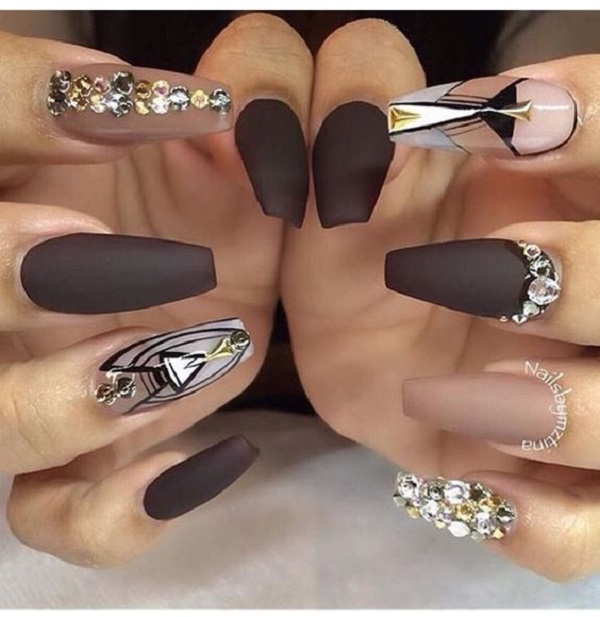 Coffin Nail Designs Diamonds